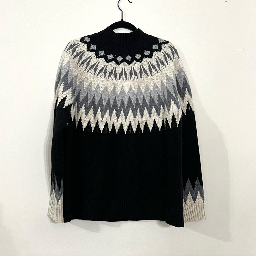 Obermeyer 100% wool  Ivy Mock Neck Fair Isle Nordic Sweater women's size XL - Picture 6 of 13